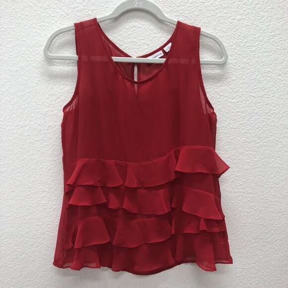 Liz Claiborne Tops - Liz Claiborne Womens Small Sleeveless Sheer 2pc Cami and Blouse Tank Red